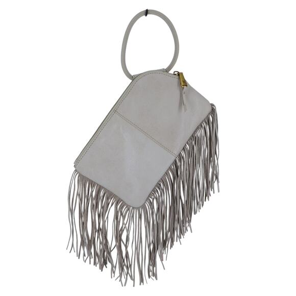 HOBO Handbags - HOBO Stevie Fringed Clutch Beige Leather Wristlet w/Dust Sleeve